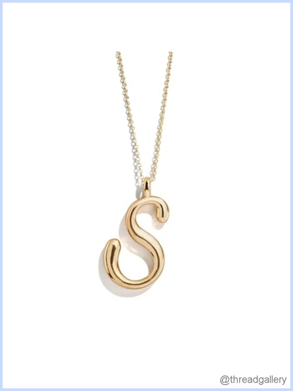 Gold Plated Brass Initial Pendant Necklace with 20 Inch Chain and Extender